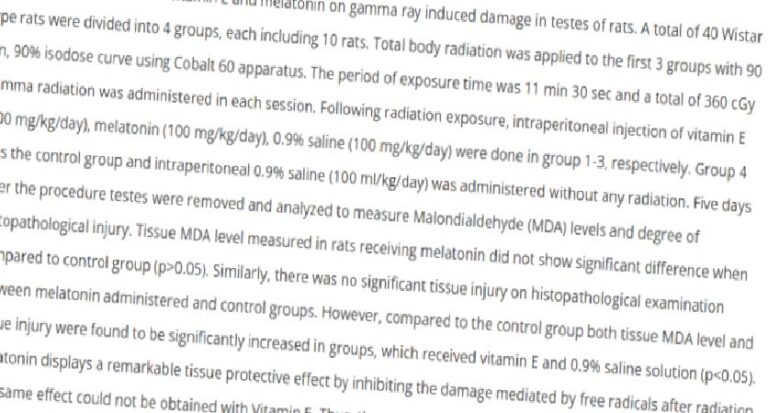 Protective effect of vitamin e and melatonin against radiation ınduced damage in testes of rats (scı-scı expandıe)