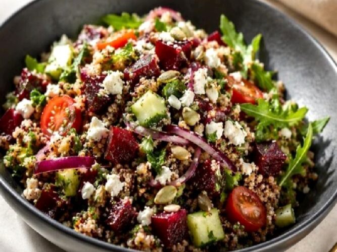 Şık Sunumuyla Göz Dolduran Pancarlı Kinoa Salatası Tarifi Nasıl Yapılır?