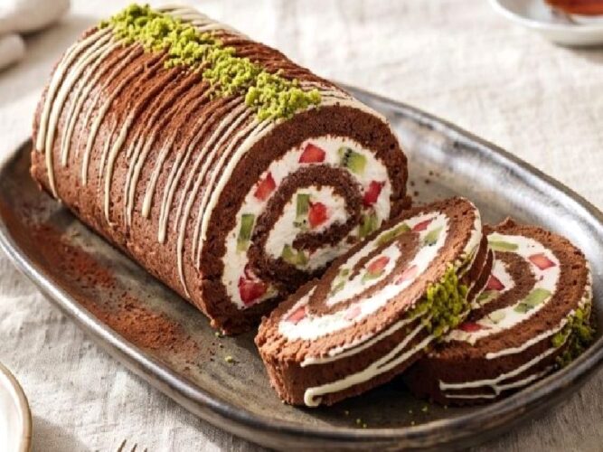 Pişirme Gerektirmeyen Bisküvili Meyveli Rulo Pasta Tarifi Nasıl Yapılır?