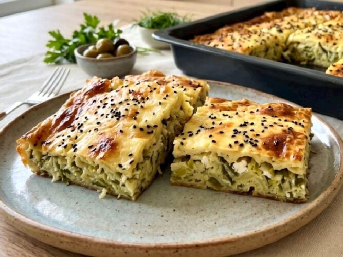 Tek Kapta Karıştır Fırına Ver! Yufkasız Pırasa Böreği Tarifi Nasıl Yapılır?